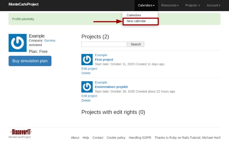 montecarloproject new calendar with arrow