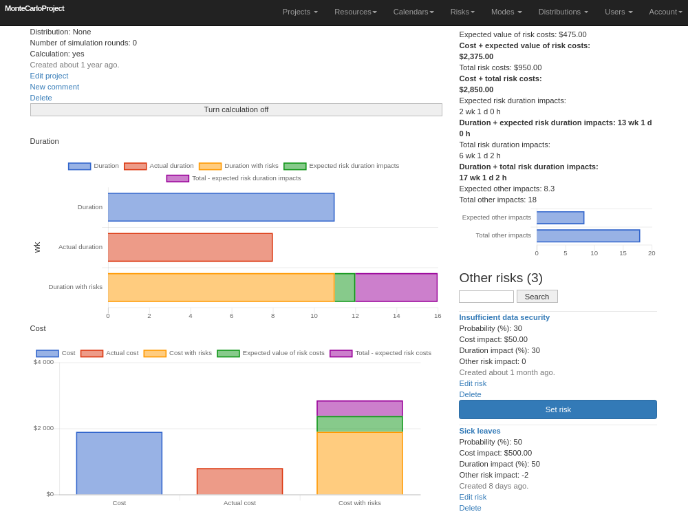 montecarloproject risk impacts