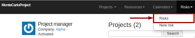 montecarloproject resource list with arrow