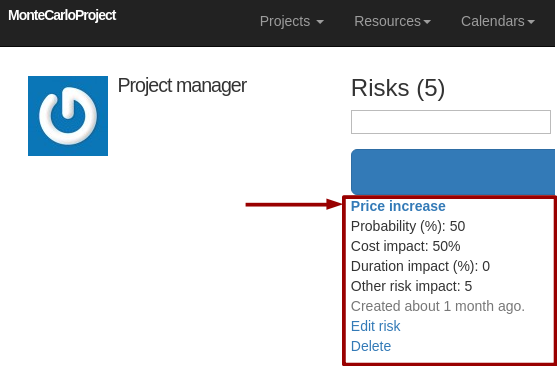 montecarloproject select resource with arrow