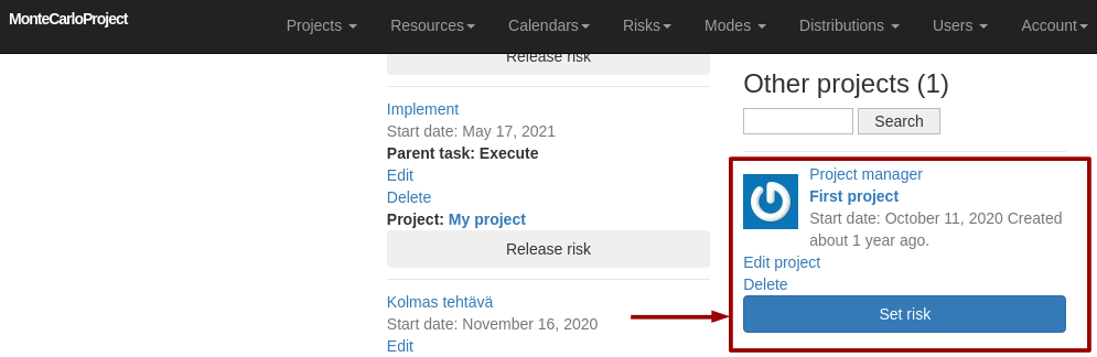 montecarloproject assign resource in resource display with arrow