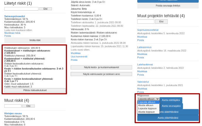 montecarloproject tehtavanaytto ja riippuvuudet korostettu