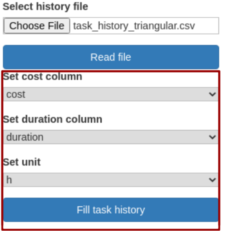 set cost and duration columns with rectangle